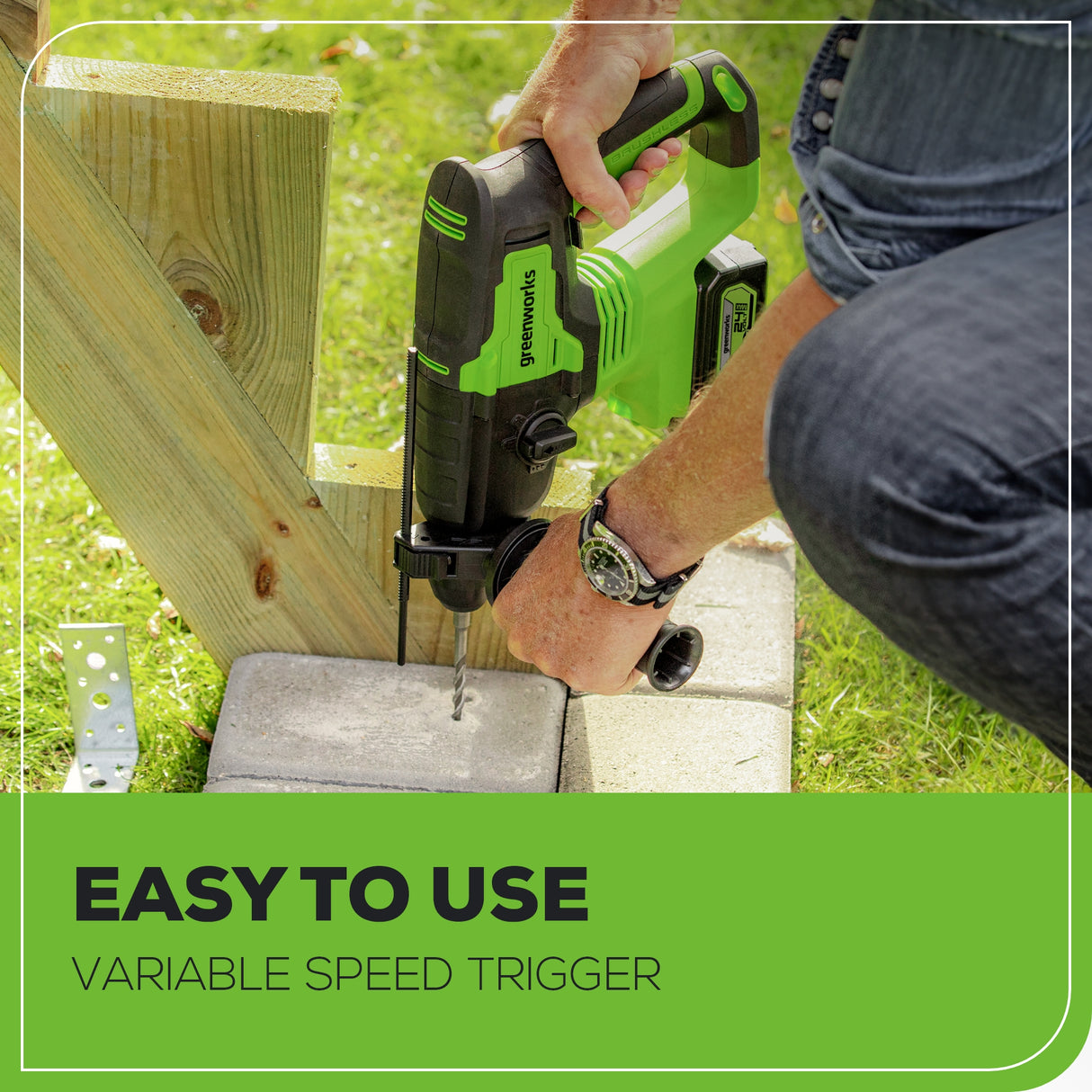 24V SDS Plus Rotary Hammer, 4.0Ah USB Battery and Charger Included