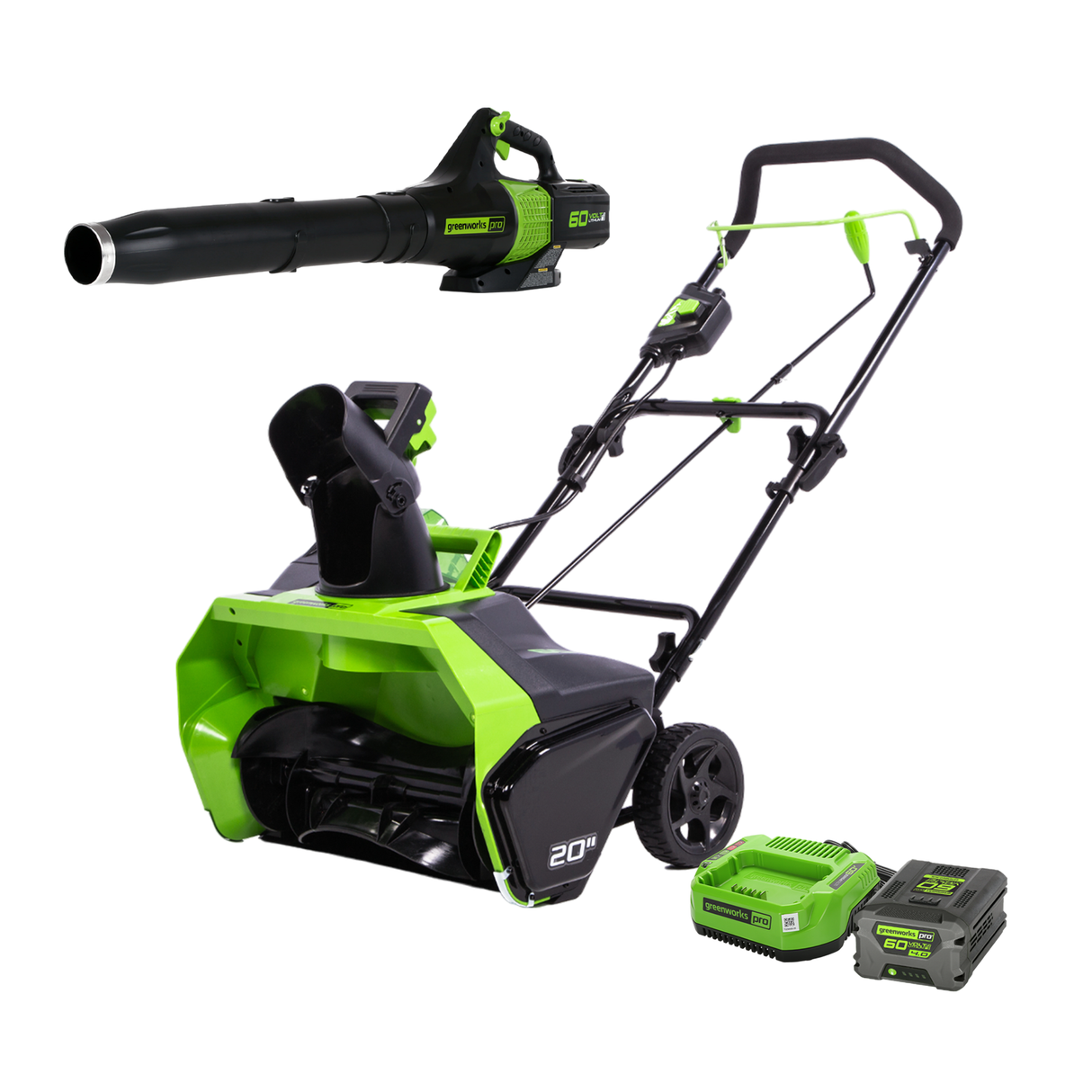 60V 20" Brushless Snow Thrower & 60V 140 MPH - 540 CFM Jet Blower Combo Kit, 4.0Ah Battery and Charger Included