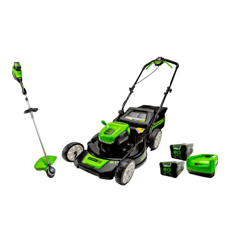 80V 21" Brushless Lawn Mower & 16" String Trimmer Combo, (2) 2.0Ah Batteries and Charger Included