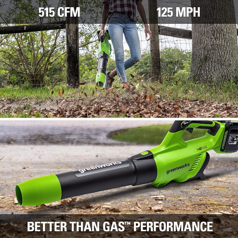 48V (24V x 2) 515 CFM - 125 MPH Leaf Blower, (2) 2.0Ah USB Batteries and 4A Dual Port Charger Included
