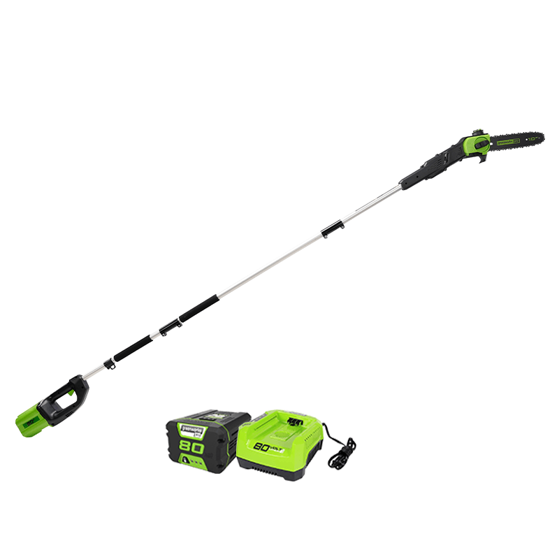 80V Cordless 10" Brushless Pole Saw, 2.0Ah Battery & Charger Included