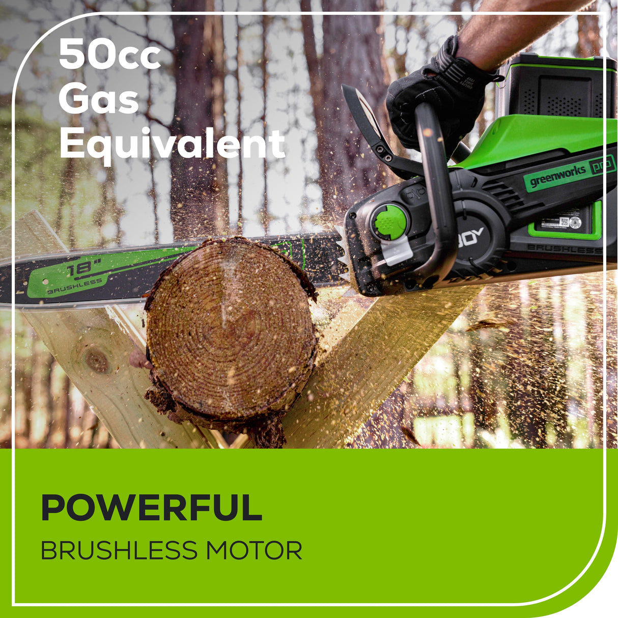 Scie à chaîne 80 V, 18 pouces, 2,5 kW, batterie 4,0 Ah et chargeur inclus BONUS : (2) Chaînes supplémentaires et mallette de transport
