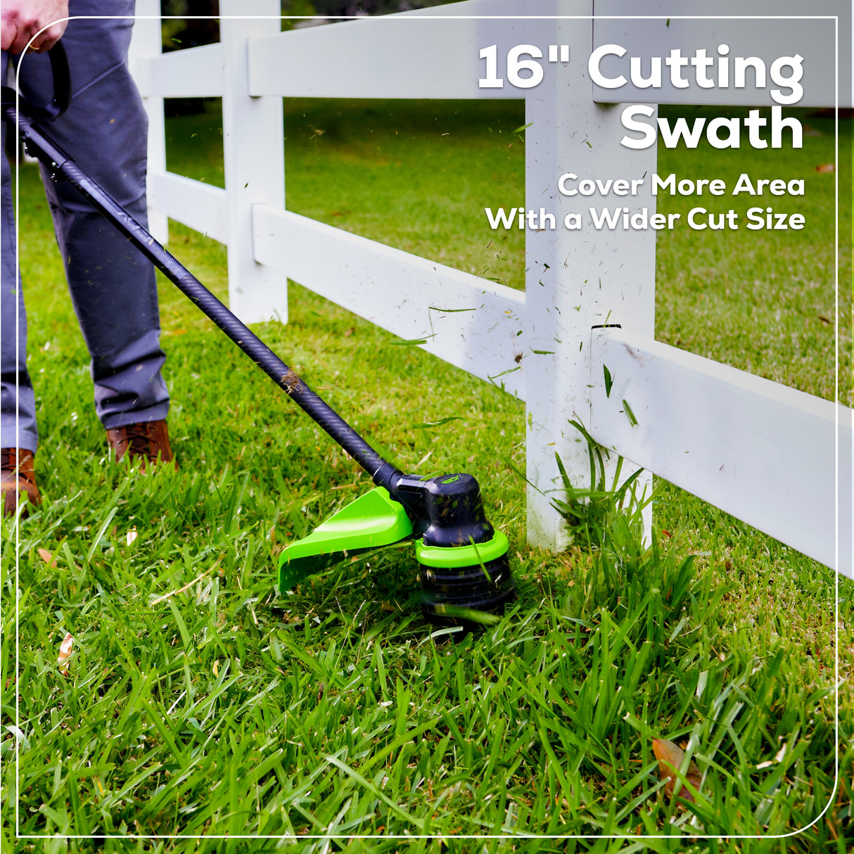 60V 16" Carbon Fiber Shaft String Trimmer, 2.5 Ah Battery & 3A Charger Included
