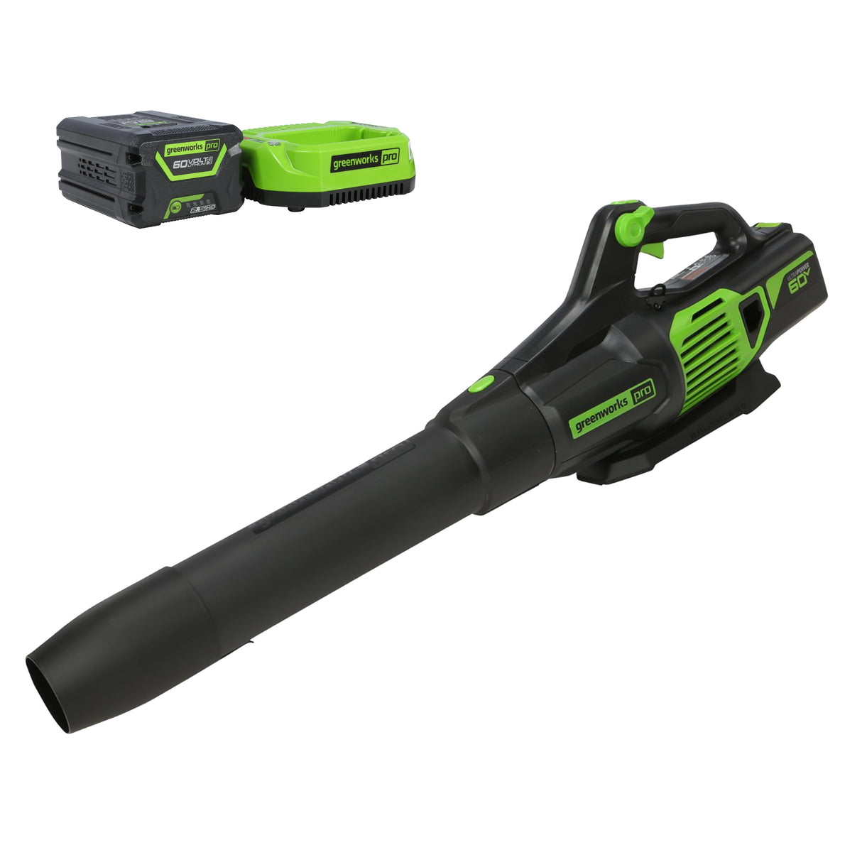 Souffleur à feuilles sans fil 60 V, 610 CFM (pi³/min) - 130 MPH, batterie 2,5 Ah et chargeur inclus