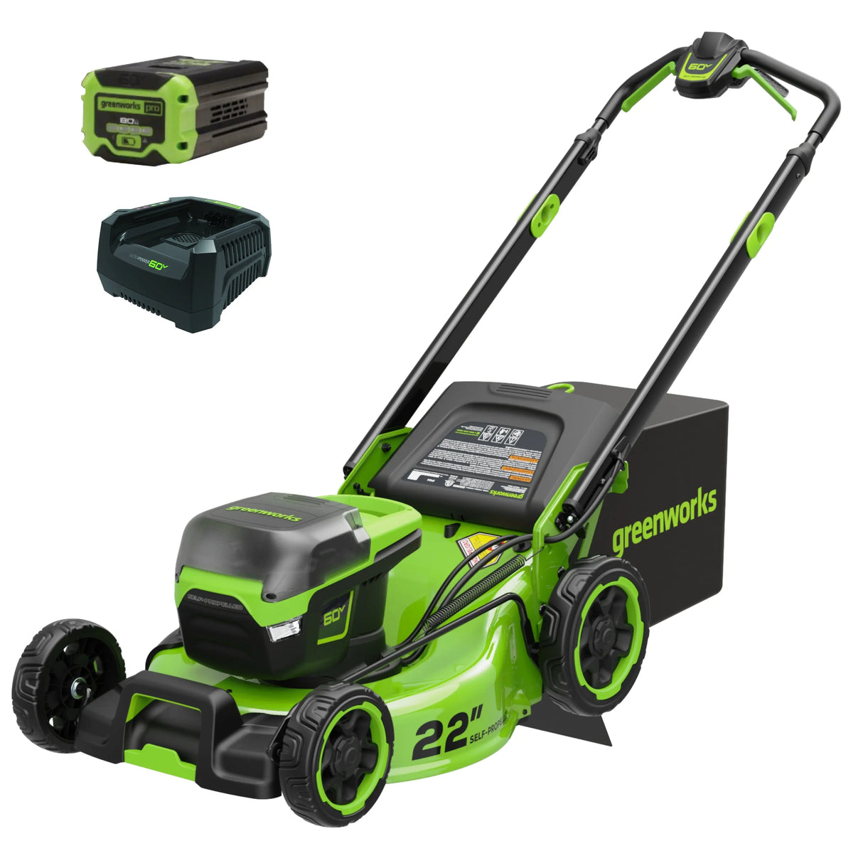 60V 22" Cordless Battery Self-Propelled Lawn Mower, 8.0Ah Battery & Charger Included