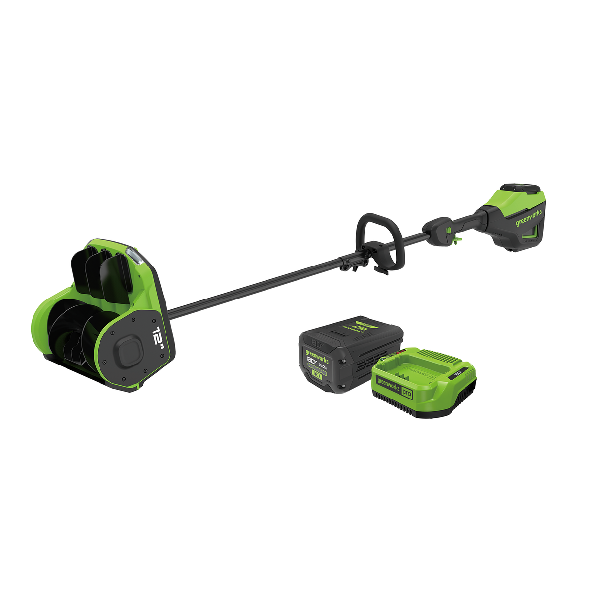 Pelle à neige sans balais 80 V 12 pouces avec volets directionnels, batterie 2,0 Ah et chargeur inclus