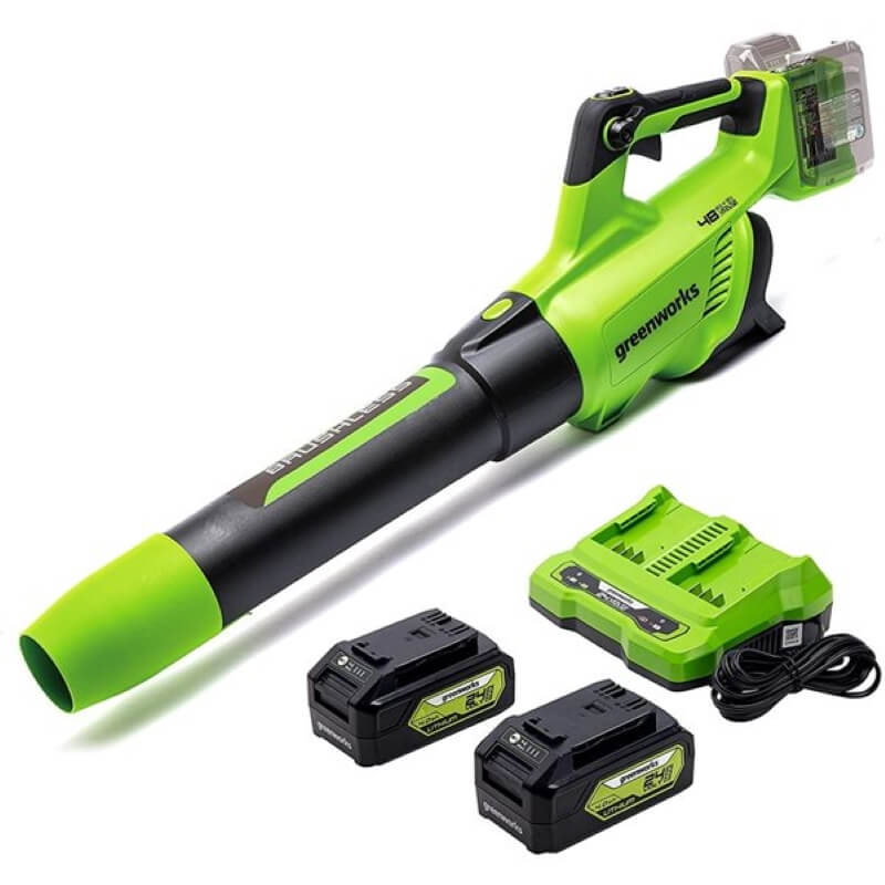 Souffleur à feuilles sans balais 48 V (24 V x 2), 140 MPH - 585 CFM (pi³/min), (2) batteries USB 4,0 Ah et chargeur double port inclus – BL48L4410