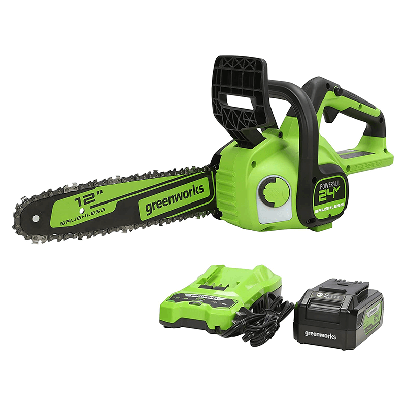 24V 12" Brushless Chainsaw, 4.0Ah USB Battery and Charger Included - CS24L410