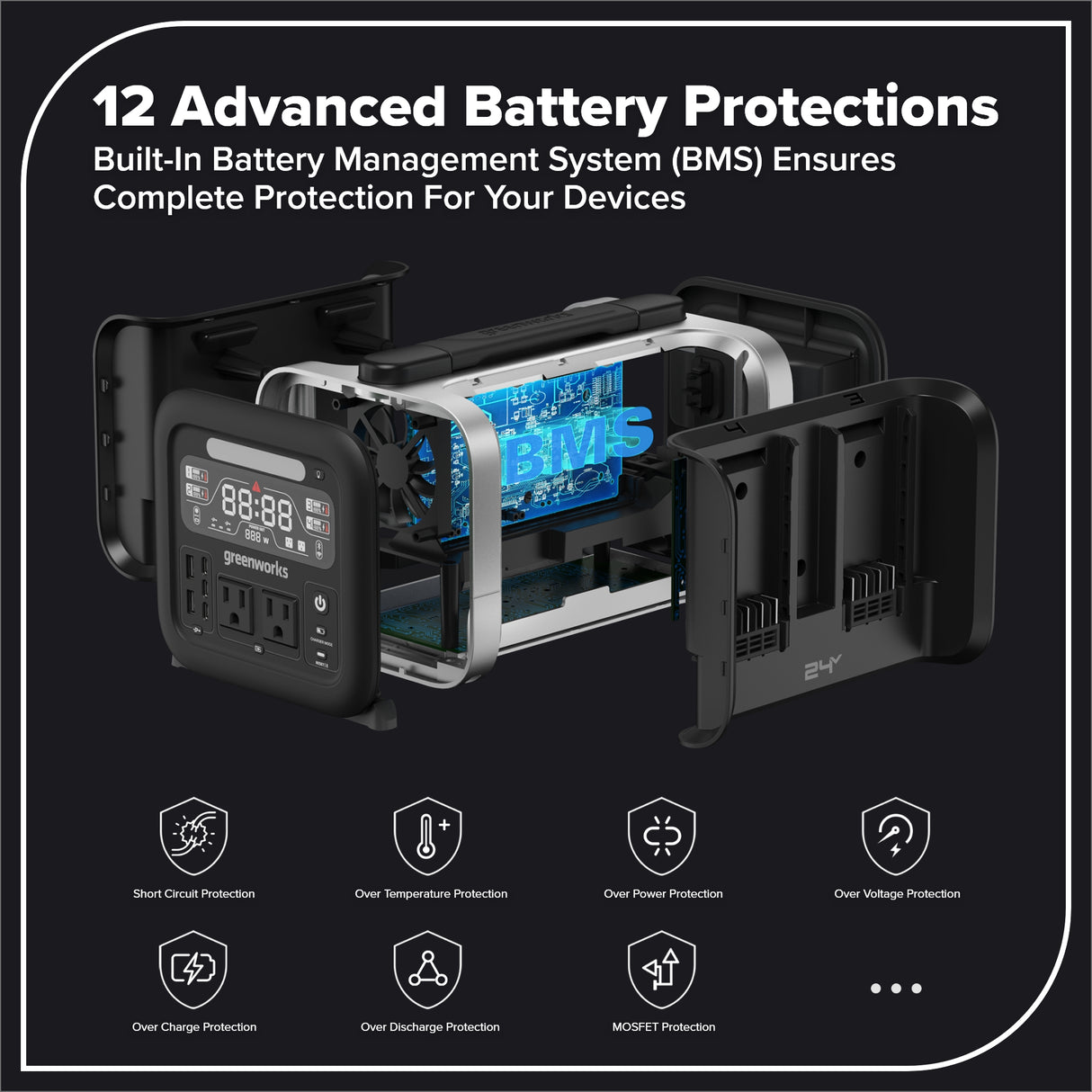 Station d'alimentation portative 24 V, 500 W (Outil seulement)