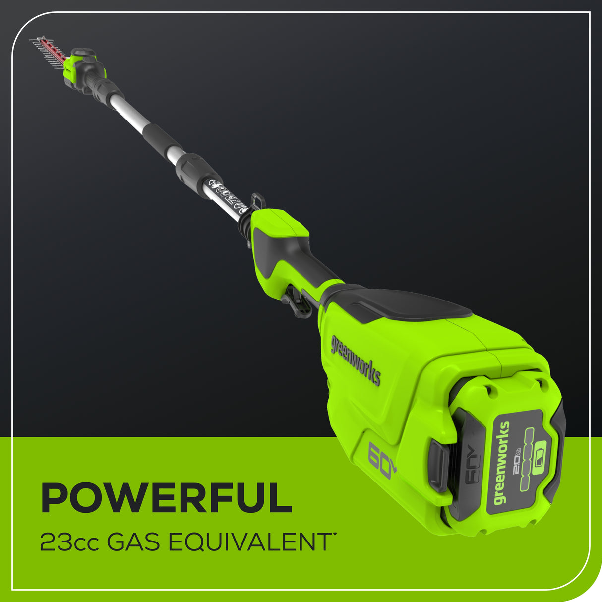 Taille-haie télescopique à batteries 60 V, 20 pouces, batterie 2,0 Ah et chargeur 3A inclus