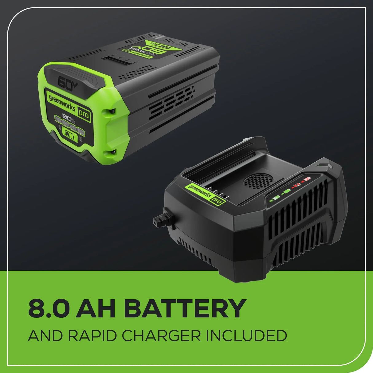Scie à chaîne sans fil 60 V, 20 pouces 3,2 kW, batterie 8 Ah et chargeur rapide