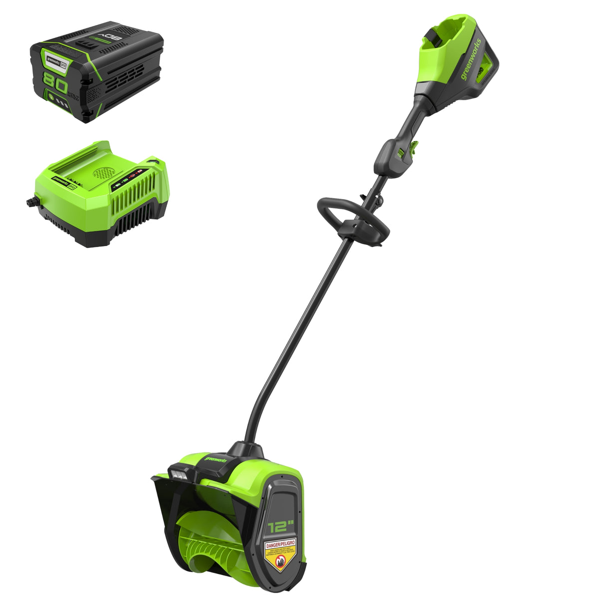 Pelle à neige sans balais Greenworks 80 V, 12 pouces, batterie 2,0 Ah et chargeur inclus