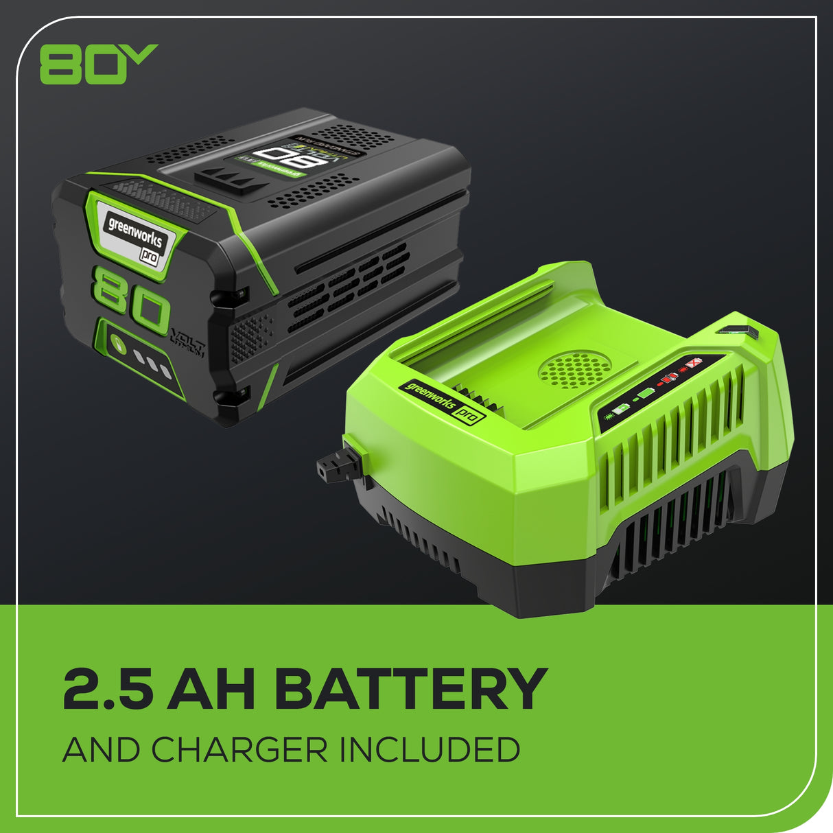Souffleur à dos sans balais 80 V, 180 MPH - 610 CFM (pi³/min), batterie 2,5 Ah et chargeur inclus – BPB80L2510