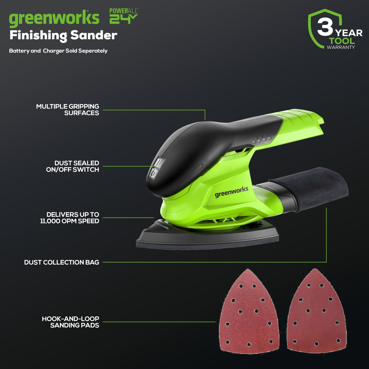 24V Finishing Sander (Tool Only) - CS24B00