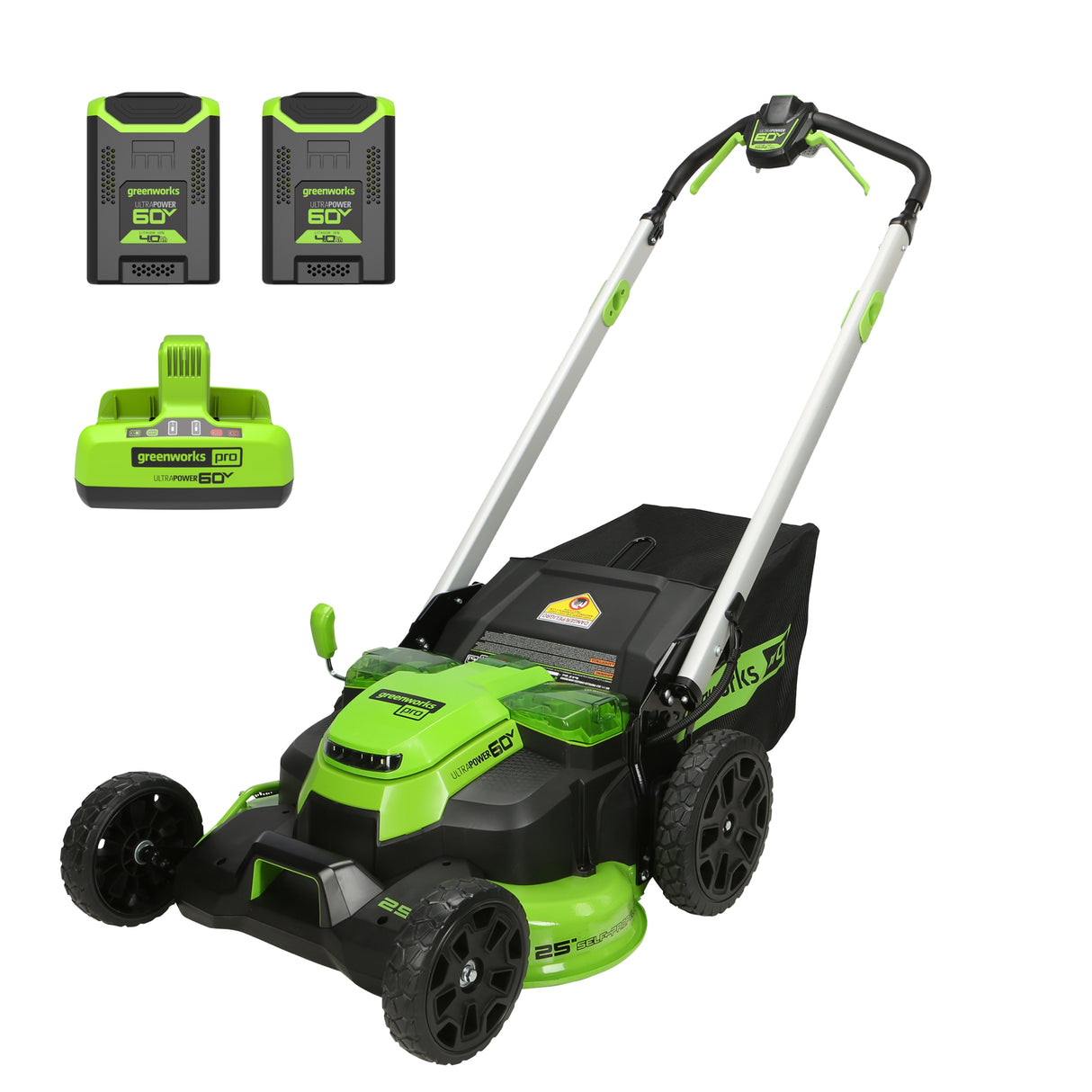 Tondeuse turbo autotractée 60 V, 25 pouces, (2) batteries 4,0 Ah et chargeur double port inclus