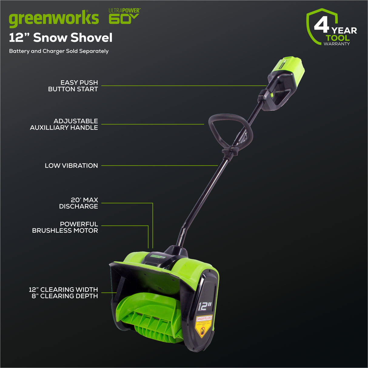 60V 12" Brushless Snow Shovel (Tool Only)
