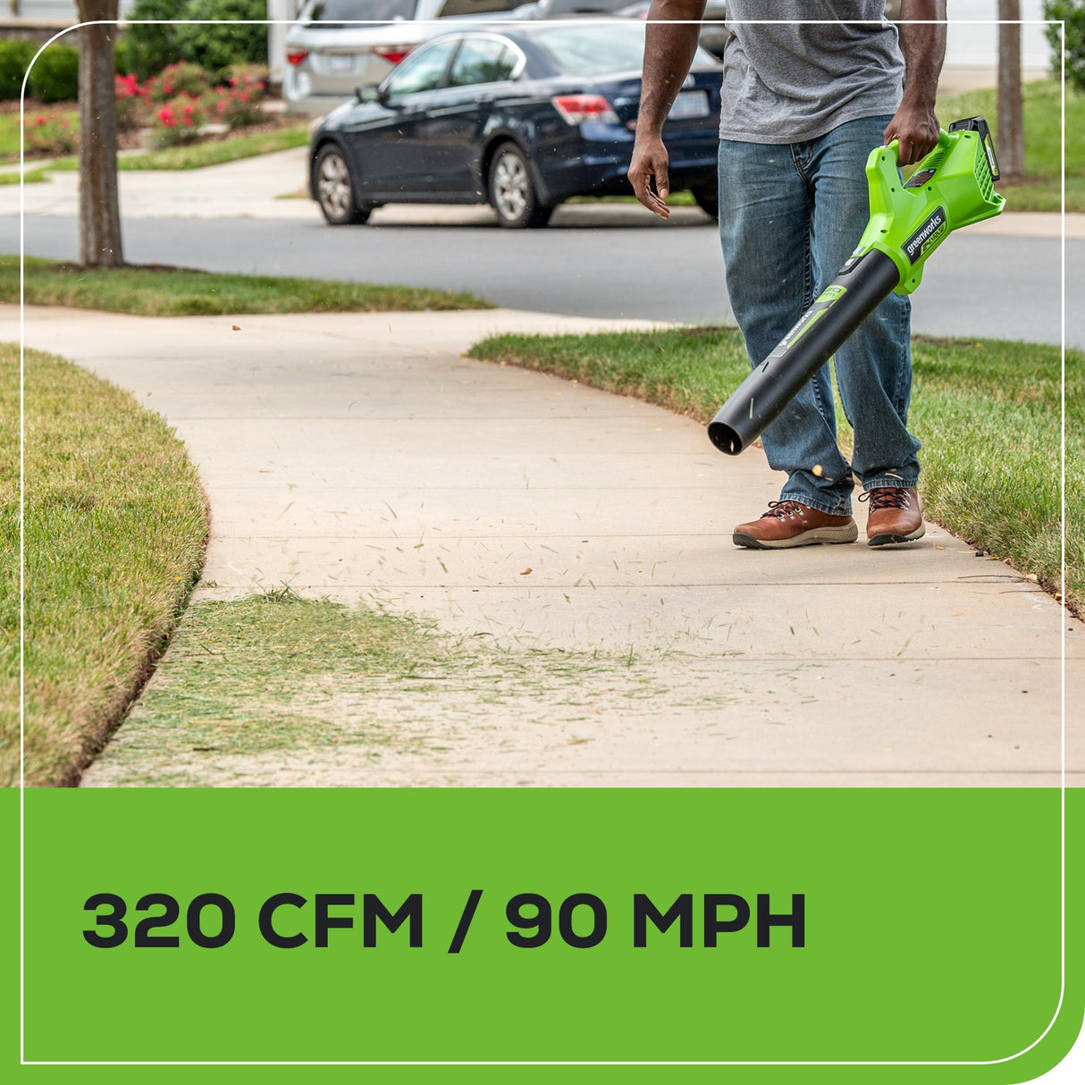 48V (24V x 2) Lawn Mower & String Trimmer & Blower Combo, (2) 4.0Ah Batteries and Dual Port Charger Included