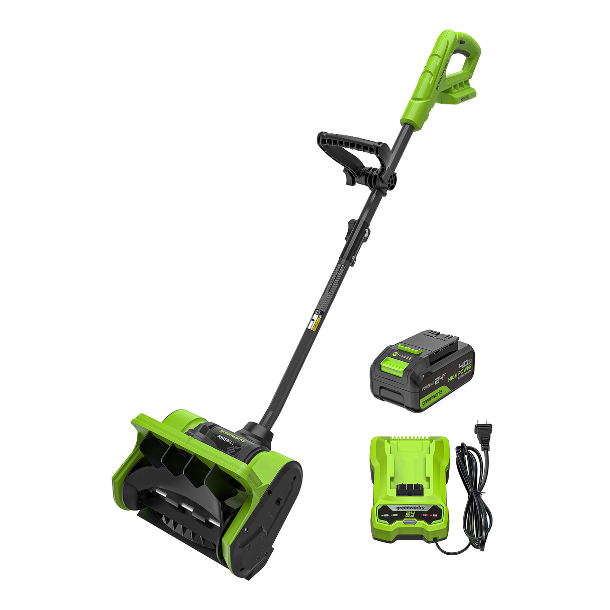 24V 12" Brushless Snow Shovel with Directional Vanes, 4.0Ah Battery & 2A Charger Included
