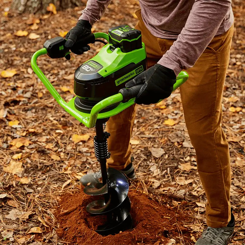 80V Earth Auger Powerhead with Auger Bit, 18” Extender, 4.0Ah Battery and Charger Included