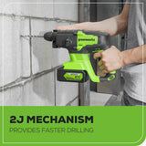 24V SDS Plus Rotary Hammer, 4.0Ah USB Battery and Charger Included