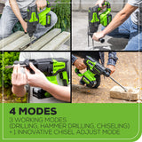 24V SDS Plus Rotary Hammer, 4.0Ah USB Battery and Charger Included