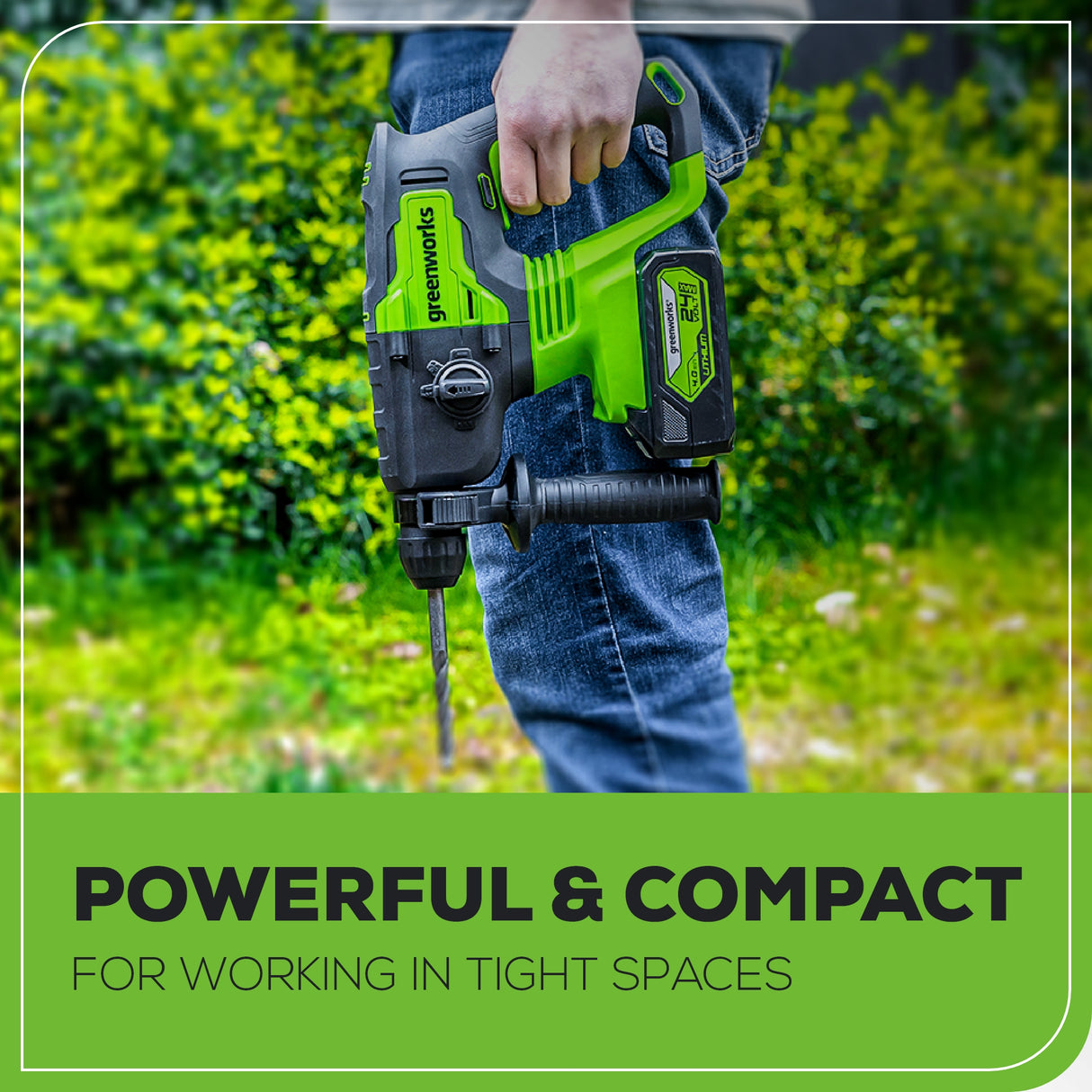 24V SDS Plus Rotary Hammer, 4.0Ah USB Battery and Charger Included