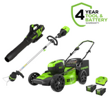 Ensemble 80 V de tondeuse poussée sans balais 21 pouces, coupe-herbe sans balais 16 pouces et souffleur sans balais 730 CFM - 170 MPH, (2) batteries 2,0 Ah et chargeur rapide 4 A inclus