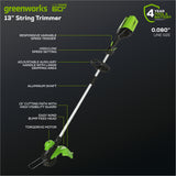 60V 13" Cordless String Trimmer & Leaf Blower Combo Kit, 4.0 Ah Battery and Charger Included