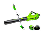 40V 12" String Trimmer & 40V 120 MPH - 450 CFM Jet Blower Combo Kit, 4.0Ah Battery and Charger Included