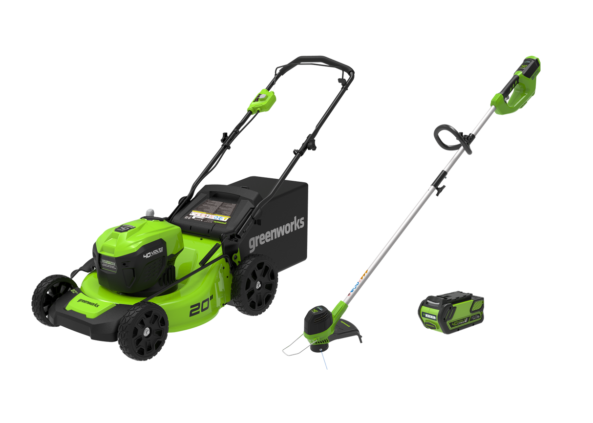 Ensemble 40 V de tondeuse sans balais 20 pouces et coupe-herbe 12 pouces, batterie 4,0 Ah et chargeur inclus