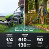 Ensemble 60 V de tondeuse sans balais 17 pouces et souffleur sans balais 610 CFM (pi³/min), batterie 4 Ah et chargeur inclus
