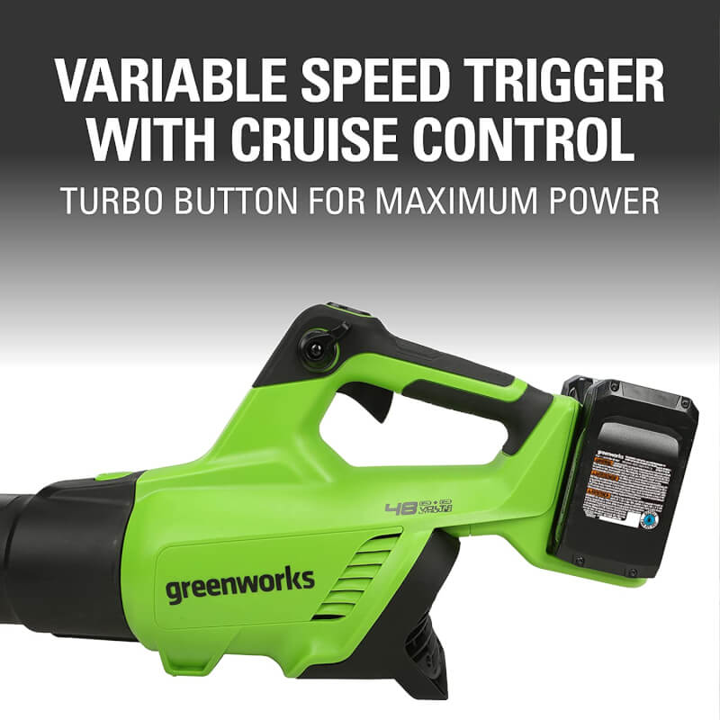 48V (24V x 2) 515 CFM - 125 MPH  Leaf Blower, (2)  2.0Ah USB Batteries and 4A Dual Port Charger Included
