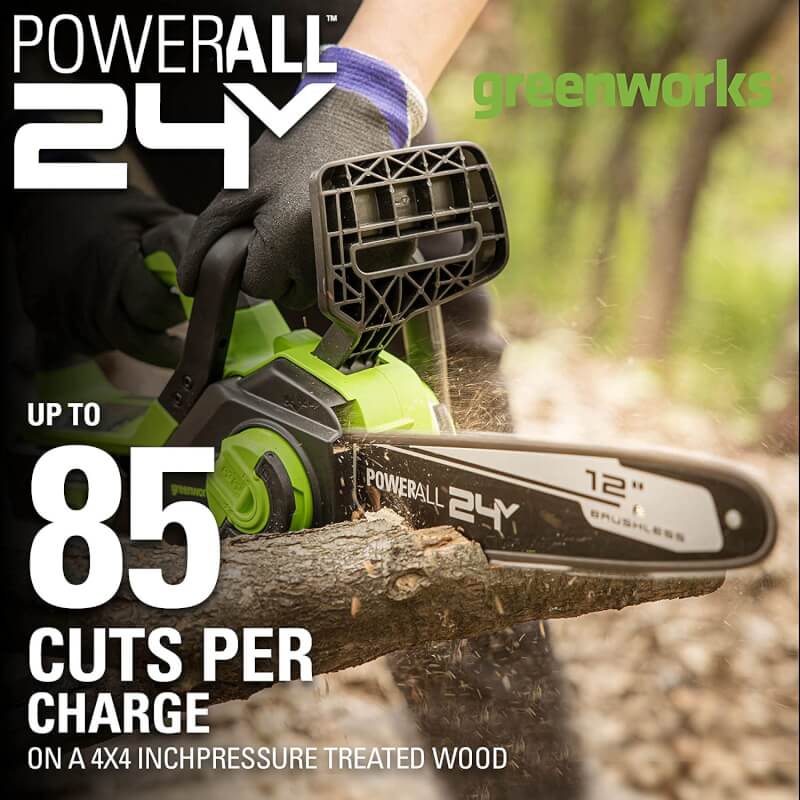 24V 12" Brushless Chainsaw, 4.0Ah USB Battery and Charger Included - CS24L410