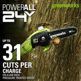 24V 8" Pole Saw, 2.0Ah Battery and Charger Included, PS24B210
