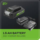 Cisaille-arbuste 24 V, batterie USB 1,5 Ah et chargeur inclus