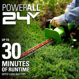 24V 22" Hedge Trimmer with Rotating Handle, 1.5Ah USB Battery and Charger Included