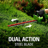 24V 22" Hedge Trimmer with Rotating Handle, 1.5Ah USB Battery and Charger Included