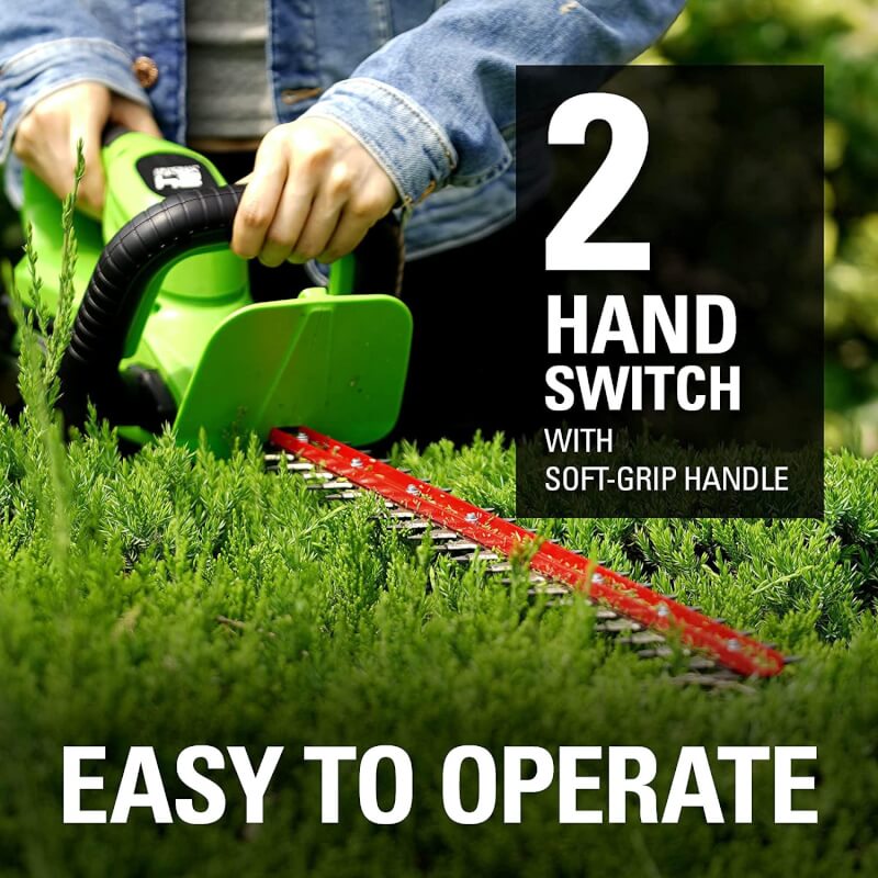 24V 22" Hedge Trimmer with Rotating Handle, 1.5Ah USB Battery and Charger Included