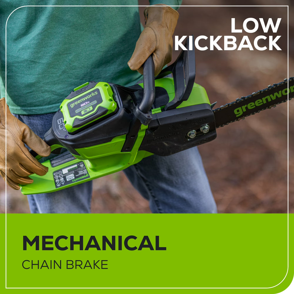 Greenworks 60V 18" 2.0kW Brushless Chainsaw, 4.0Ah Battery & Charger Included