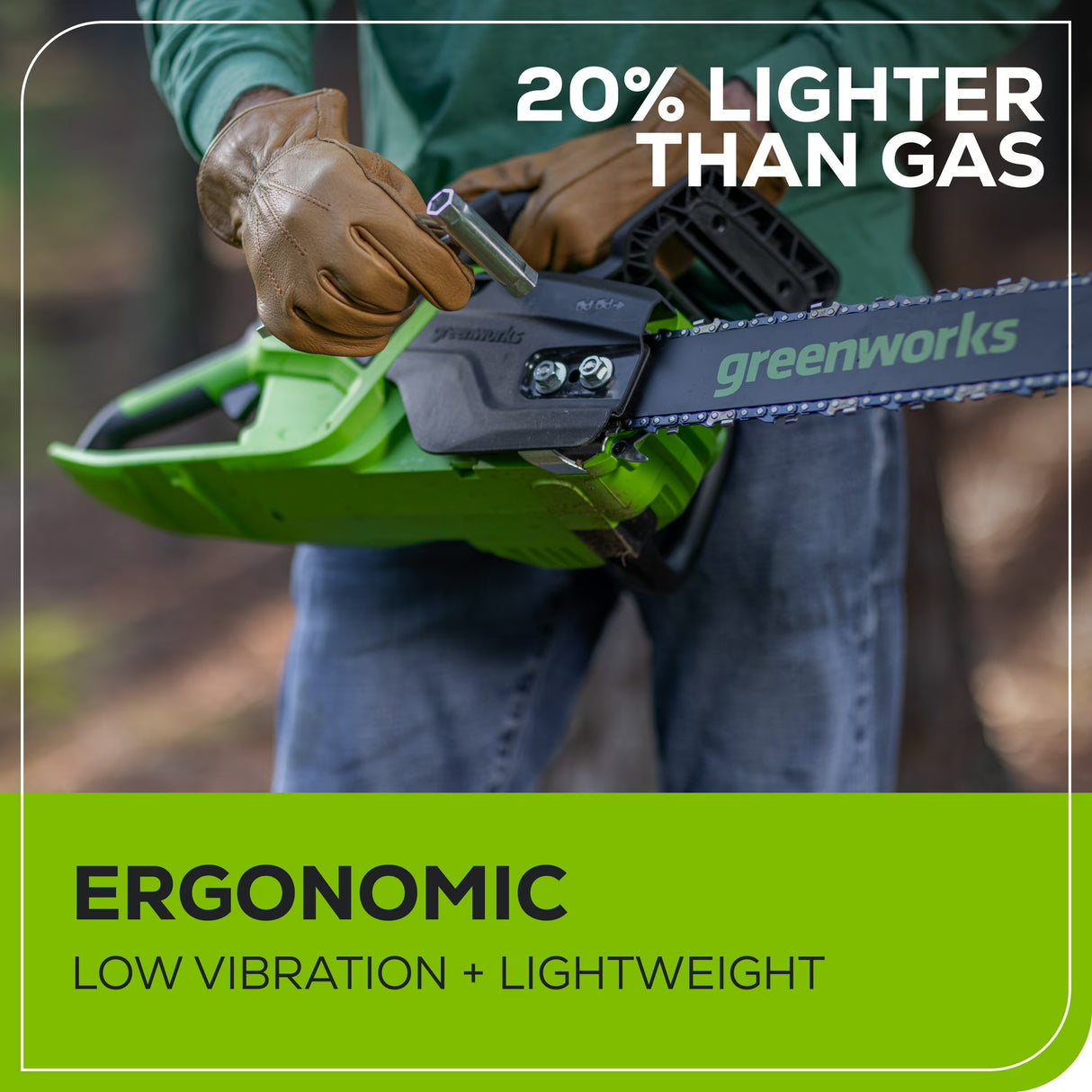 Greenworks 60V 18" 2.0kW Brushless Chainsaw, 4.0Ah Battery & Charger Included