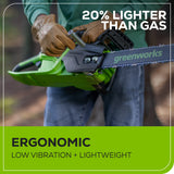 Greenworks 60V 18" 2.0kW Brushless Chainsaw, 4.0Ah Battery & Charger Included