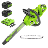 48V (24V x 2) 16'' Chainsaw, (2) 4.0Ah Batteries & Charger Included BONUS: Extra Chain