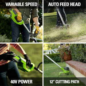 40V 12" String Trimmer & 40V 120 MPH - 450 CFM Jet Blower Combo Kit, 4.0Ah Battery and Charger Included