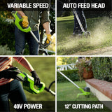40V 12" String Trimmer & 40V 120 MPH - 450 CFM Jet Blower Combo Kit, 4.0Ah Battery and Charger Included