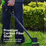 60V 16" Carbon Fiber Shaft String Trimmer, 2.5 Ah Battery & 3A Charger Included