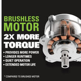 60V 8" Brushless Cultivator, 2.5Ah Battery and Charger Included