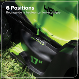 48V (24V x 2) 17" Brushless Mower & Blower & Trimmer Combo Kit, (2) 4.0Ah Batteries and 65W Type-C Charger with (2) 3-FT Cables Included