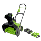 Souffleuse à neige à batterie 48 V (2 x 24 V), 16 pouces, (2) batteries 4,0 Ah et chargeur rapide double 4 A inclus