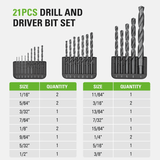 21 PCS Black Oxide Drilling Bit Set