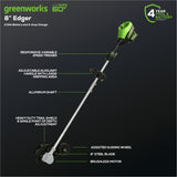 60V 8" Brushless Cordless Edger, 2.0Ah Battery and Charger Included